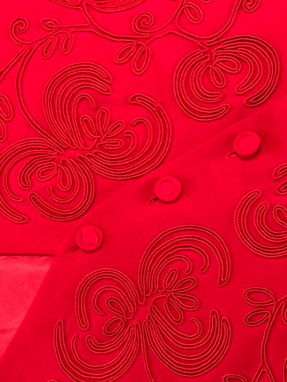 Red Embroidered Button-Front Vest - Picture 4 of 6